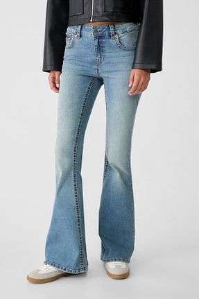 شلوار جین آبی زنانه پاچه گشاد Stradivarius - کد 853476948