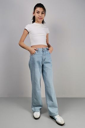شلوار جین آبی بچه گانه پاچه گشاد CEDY DENIM - کد 884914286
