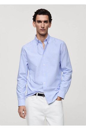 پیراهن آبی مردانه اسلیم MANGO Man - کد 884979090