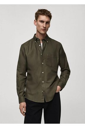 پیراهن خاکی مردانه اسلیم فیت MANGO Man - کد 884970184