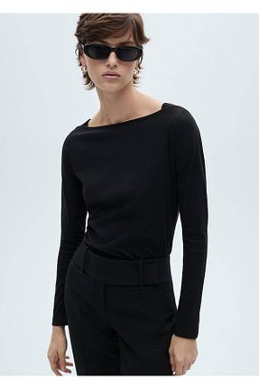 تیشرت مشکی زنانه رگولار MANGO - کد 884986154