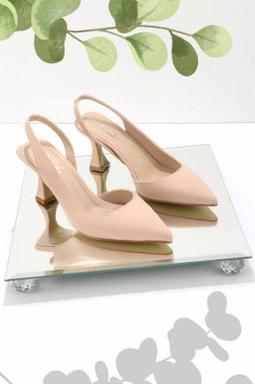 کفش پاشنه بلند کلاسیک زرشکی زنانه ساتن Bambi - کد 658051104