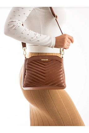 کیف دوشی قهوه ای زنانه چرم مصنوعی eflanmoda - کد 884965998