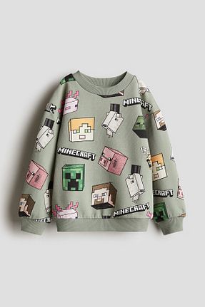 سوئیشرت سبز بچه گانه چاپی H&M - کد 885039433