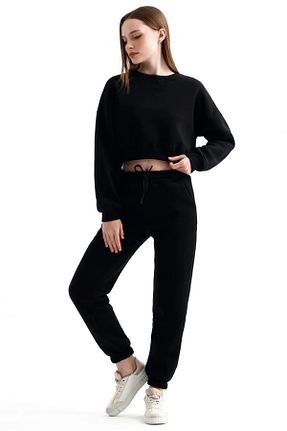 ست بالاتنه و پائین تنه مشکی زنانه بافتنی İKLİM LİFE - کد 884968423