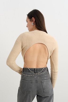 پلیور بژ زنانه رگولار Qutu Butik - کد 883985712