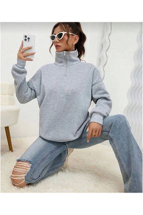 سوئیشرت طوسی زنانه چاپی Viyamo - کد 863802686