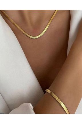 گردنبند استیل ( فولاد ) زرد زنانه استیل ضد زنگ Accessories - کد 884974596