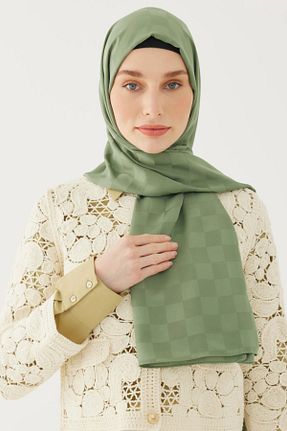 شال سبز زنانه ابریشم MİRSOY SCARF - کد 885011143