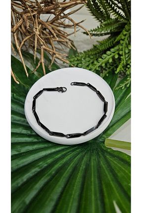 دستبند استیل (فولاد) مشکی مردانه استیل ضد زنگ bazar - کد 884987015