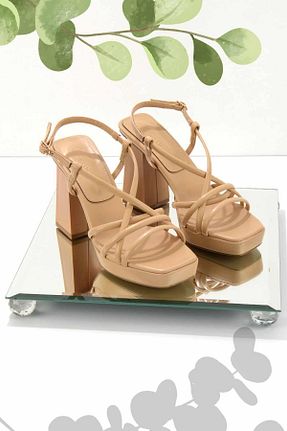 کفش پاشنه بلند کلاسیک بژ زنانه چرم مصنوعی Bambi - کد 675413730