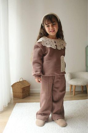 ست بالاتنه و پائین تنه قهوه ای بچه گانه بافت CANDA - کد 885098192
