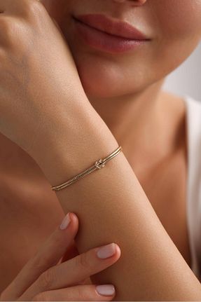 دستبند طلا زرد زنانه 14 عیار Bayar Gold - کد 885098992