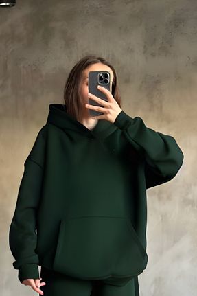 سوئیشرت خاکی زنانه ساده YAKAMEL - کد 885138101
