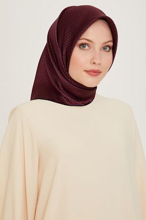 روسری زرشکی کرپ ساتن ابریشم Armine - کد 885140979
