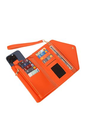 کیف پول نارنجی زنانه ابعاد بزرگ AVCA - کد 855645390