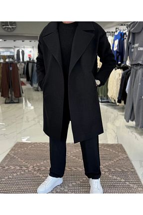 پالتو پشمی مشکی مردانه اورسایز MerStore - کد 885158803