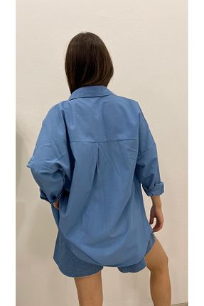 پیراهن آبی زنانه اورسایز MODA - کد 885177539