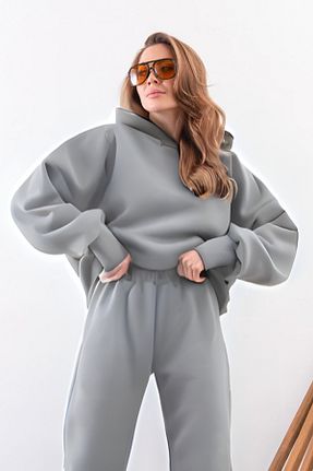 سوئیشرت طوسی زنانه ساده YAKAMEL - کد 885182862