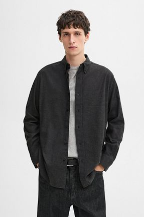 پیراهن طوسی مردانه یقه پیراهنی Massimo Dutti - کد 879002142