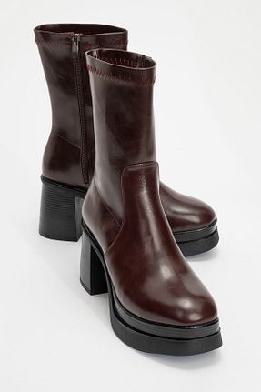 بوت / نیم بوت زرشکی زنانه چرم مصنوعی luvishoes - کد 885207851