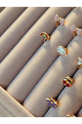 گوشواره جواهر رنگی برنجی SMCHOME - کد 885260492