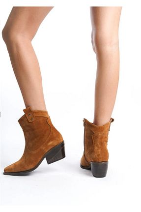 بوت / نیم بوت قهوه ای زنانه چرم خالص öz se shoes - کد 885275443