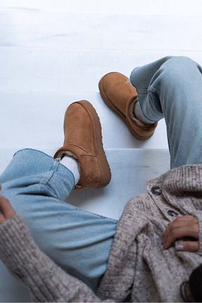 بوت / نیم بوت قهوه ای زنانه جیر NİŞANTAŞI SHOES - کد 410773478