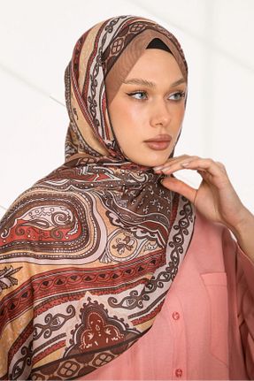 شال قهوه ای زنانه پنبه ای hijabchi - کد 885335035
