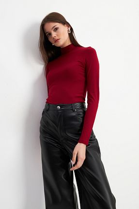 بلوز زرشکی زنانه ساده Bipantolon - کد 870016587