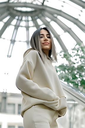 سوئیشرت بژ زنانه ساده YAKAMEL - کد 885393381