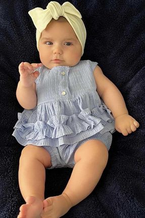 ست بالاتنه و پائین تنه آبی بچه گانه بافتنی Bertuğ Bebek - کد 738829993