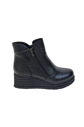 بوت / نیم بوت مشکی زنانه چرم خالص KAFKASLAR AYAKKABI - کد 885434157
