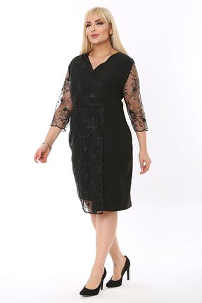 لباس مجلسی سایز بزرگ مشکی زنانه دو سینه 1fazlası - کد 739308198