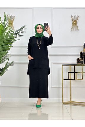 ست بالاتنه و پائین تنه حجاب مشکی زنانه رگولار VALENS BOUTİQUE - کد 885427226
