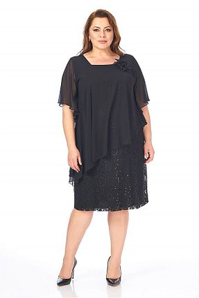 لباس مجلسی سایز بزرگ مشکی زنانه یقه مربعی 1fazlası - کد 398885756