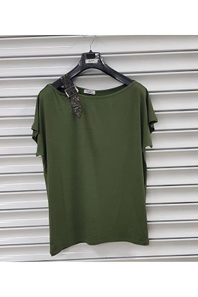 بلوز سایز بزرگ خاکی زنانه رگولار Esina - کد 885459909