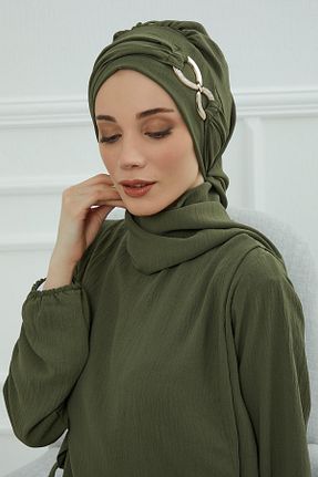 شال خاکی زنانه پنبه پلی استر Aisha