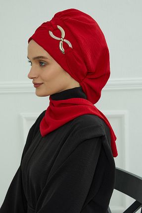 شال قرمز زنانه پنبه پلی استر Aisha