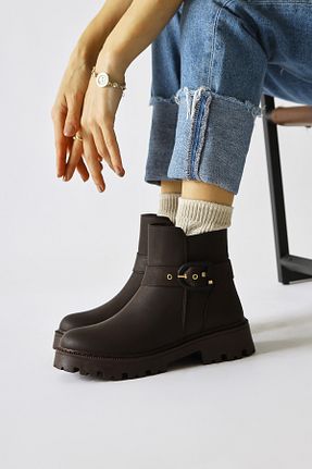بوت / نیم بوت قهوه ای زنانه چرم مصنوعی Limoya - کد 885476935