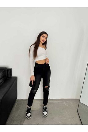 شلوار جین مشکی زنانه پاچه لوله تفنگی SHEVEGA - کد 885489591