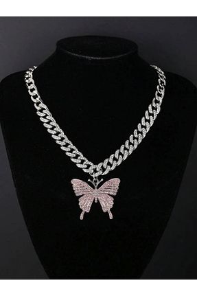 گردنبند جواهر صورتی زنانه فلزی La Saade - کد 885484972