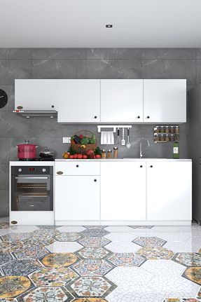 کابینت های آماده آشپزخانه سفید Suntalam Kenzlife - کد 743777199