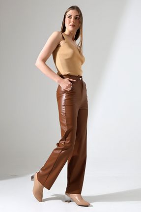 شلوار حجاب قهوه ای زنانه چرم مصنوعی Zula Moda - کد 885518448