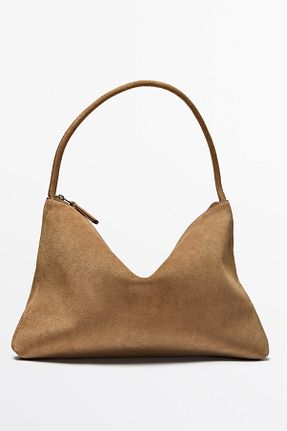 کیف دوشی بژ زنانه چرم خالص Massimo Dutti - کد 885516129