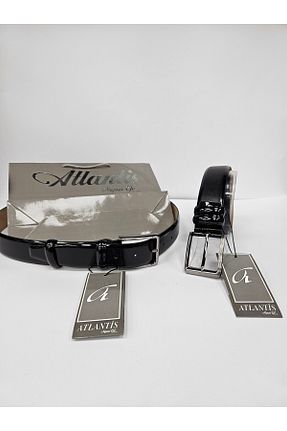 کمربند مشکی مردانه چرم خالص Atlantis Collection - کد 885508413