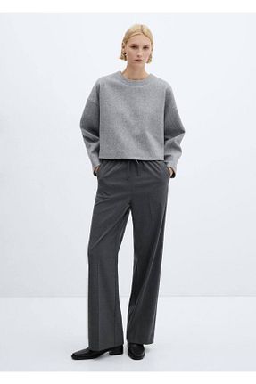 شلوار طوسی زنانه مخلوط پلی استر MANGO - کد 757187090
