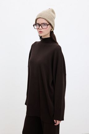 پلیور قهوه ای زنانه بافت دار Manuka - کد 885660536