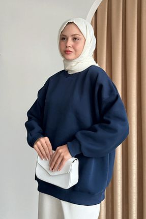 سوئیشرت حجاب سرمه ای زنانه پنبه پلی استر InStyle - کد 885676357
