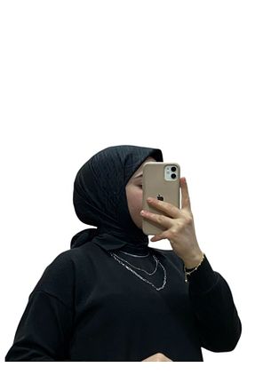 روسری مشکی کرپ ساتن ابریشم LOSYANA - کد 885677987